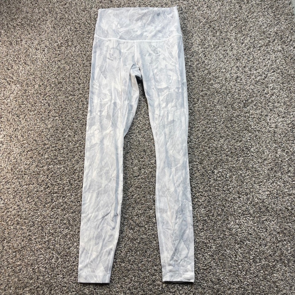 Lululemon Women's Size 4 Gray Abstract Print High Rise Leggings Yoga Active